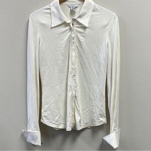 CAbi Cream Zip-Up Shirt Womens Large